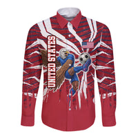 Personalized United States Soccer Long Sleeve Button Shirt American Eagle World Football Mascot