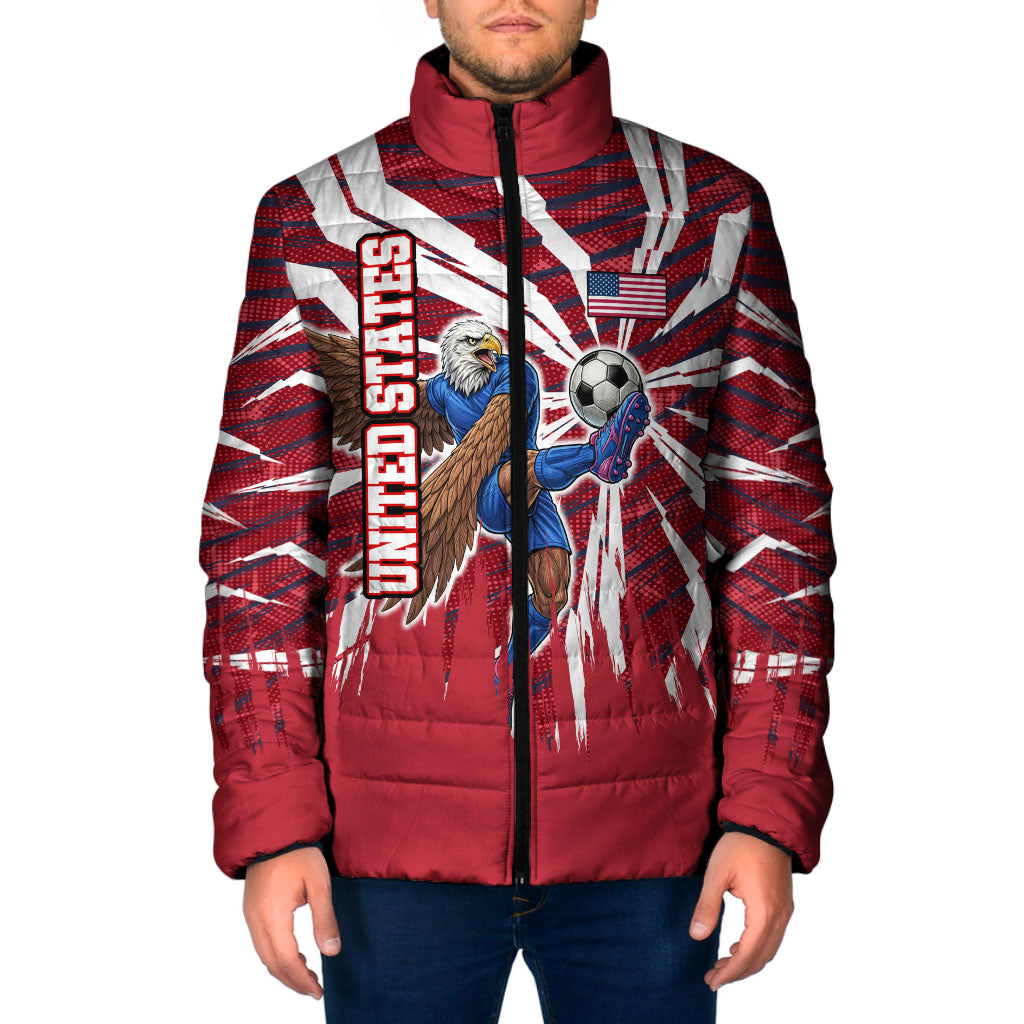 Personalized United States Soccer Padded Jacket American Eagle World Football Mascot