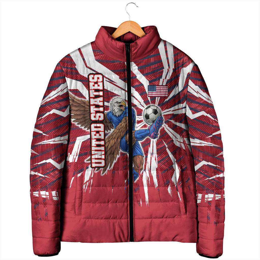 Personalized United States Soccer Padded Jacket American Eagle World Football Mascot