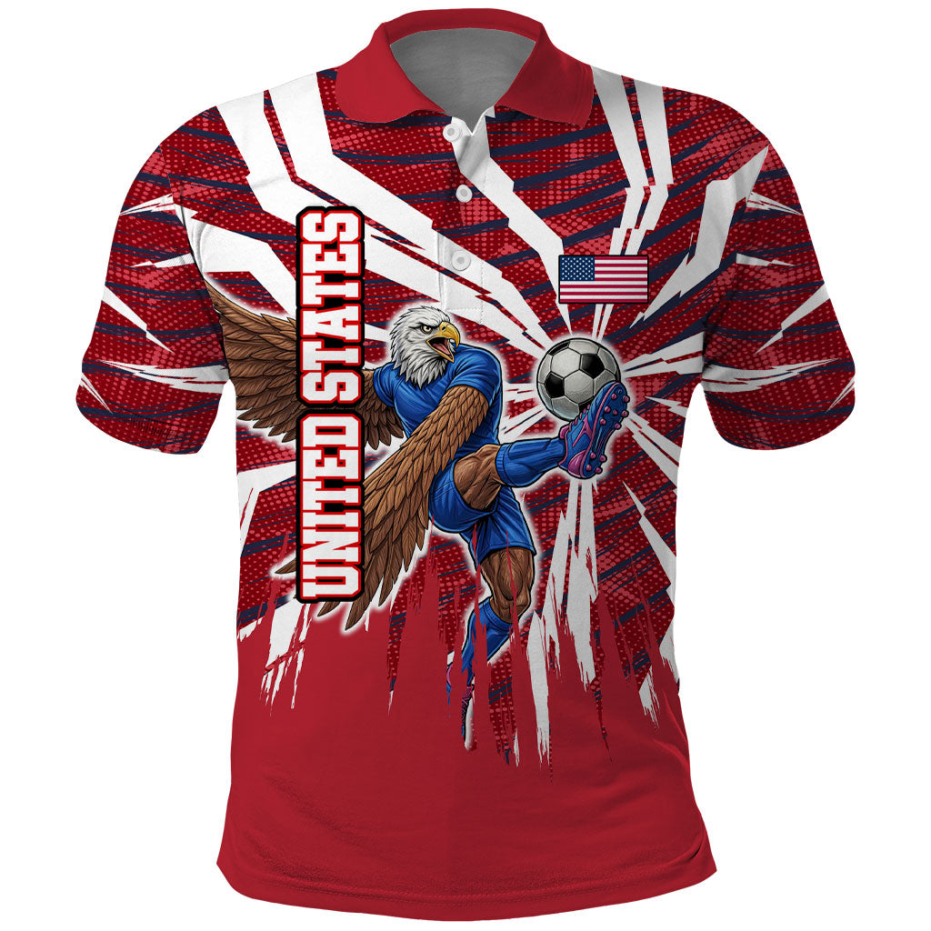 Personalized United States Soccer Polo Shirt American Eagle World Football Mascot