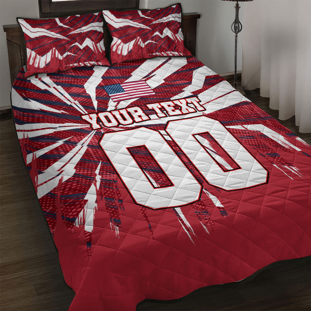 Personalized United States Soccer Quilt Bed Set American Eagle World Football Mascot