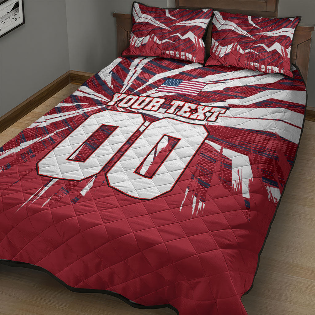 Personalized United States Soccer Quilt Bed Set American Eagle World Football Mascot