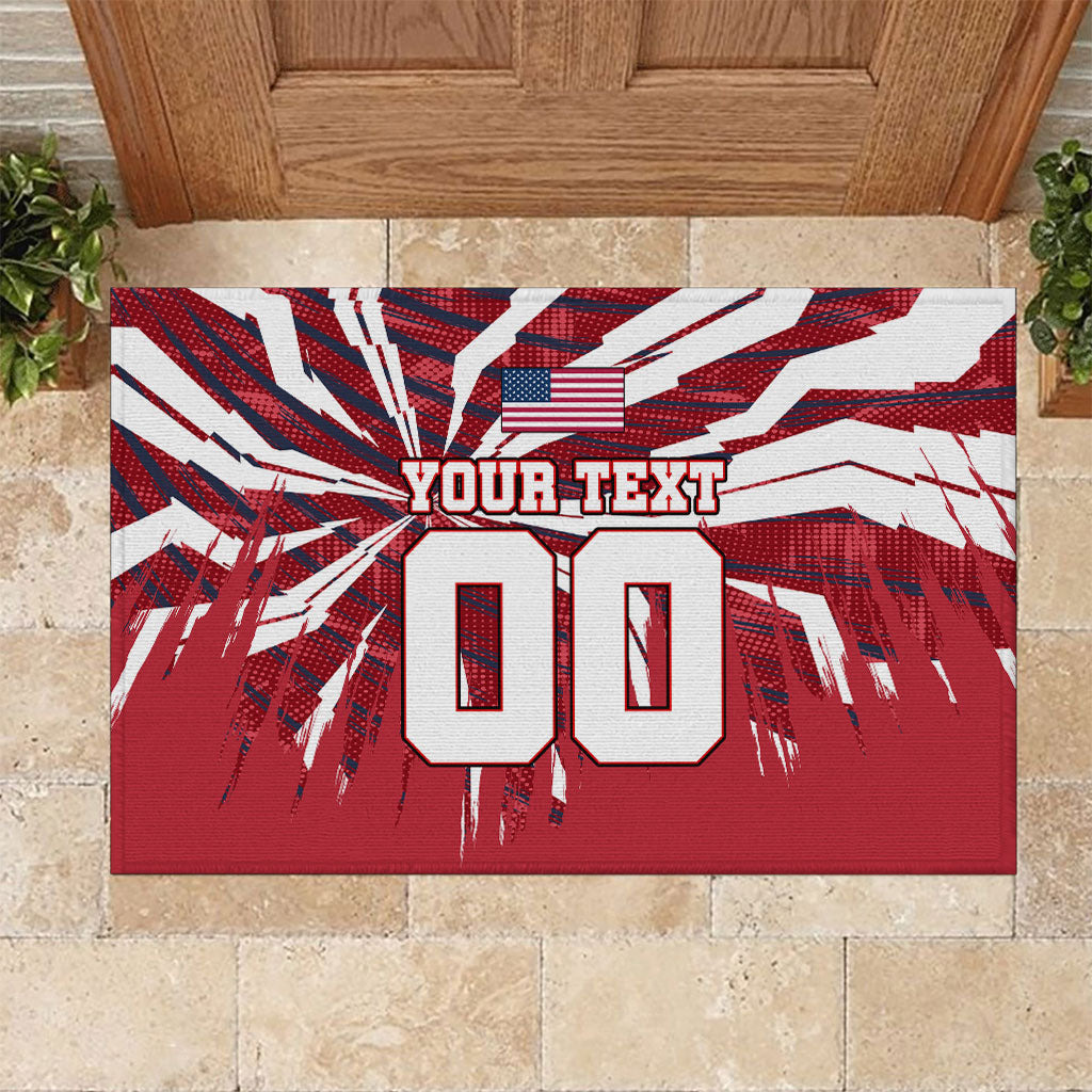 Personalized United States Soccer Rubber Doormat American Eagle World Football Mascot