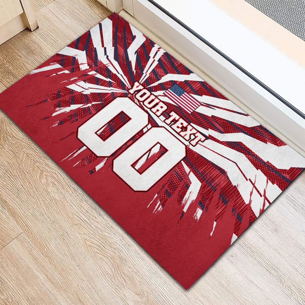 Personalized United States Soccer Rubber Doormat American Eagle World Football Mascot