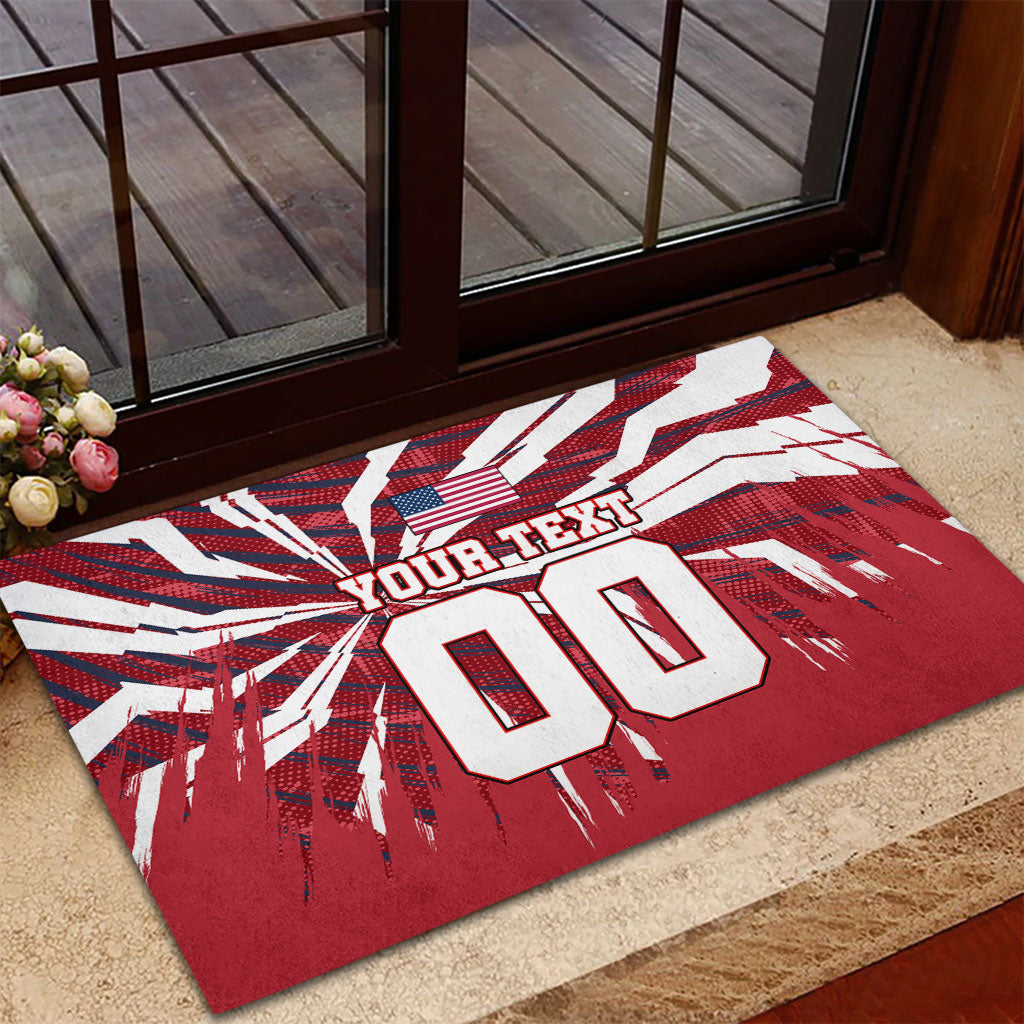 Personalized United States Soccer Rubber Doormat American Eagle World Football Mascot