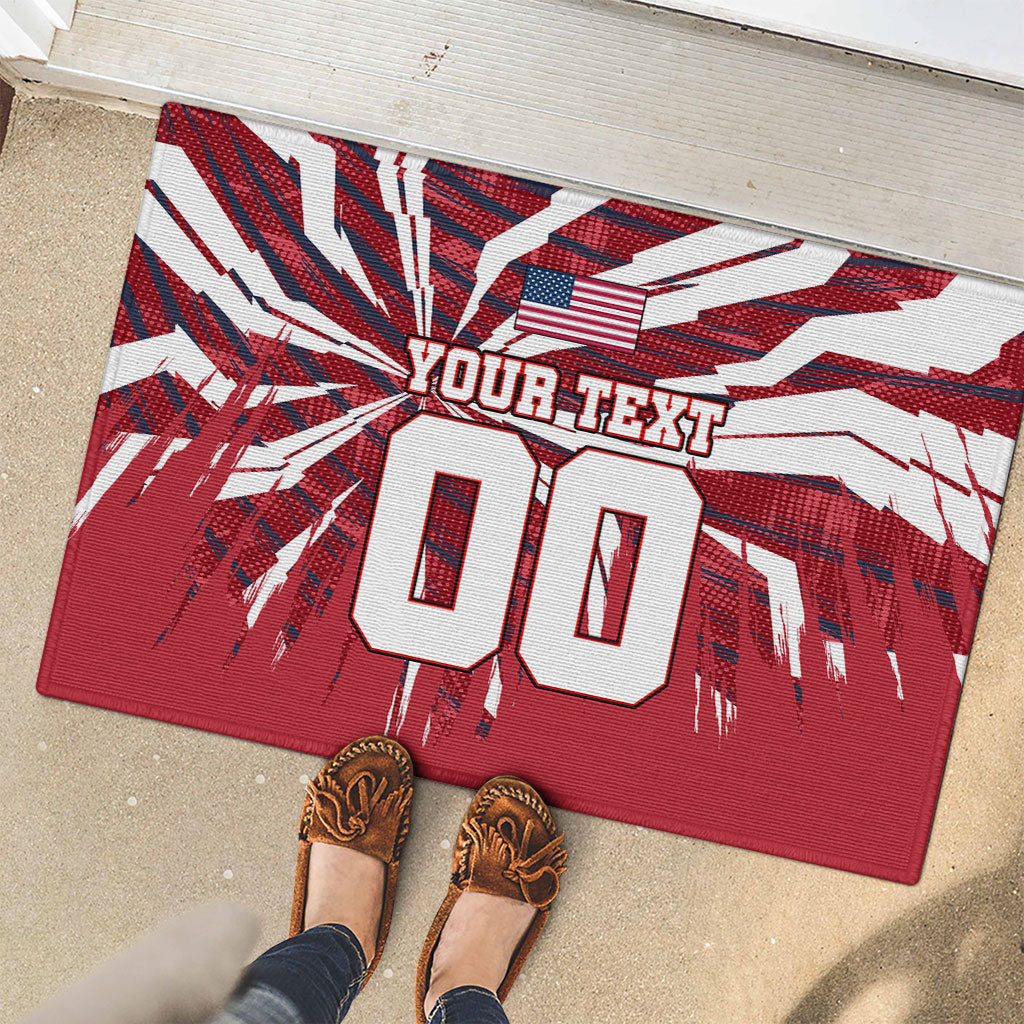 Personalized United States Soccer Rubber Doormat American Eagle World Football Mascot