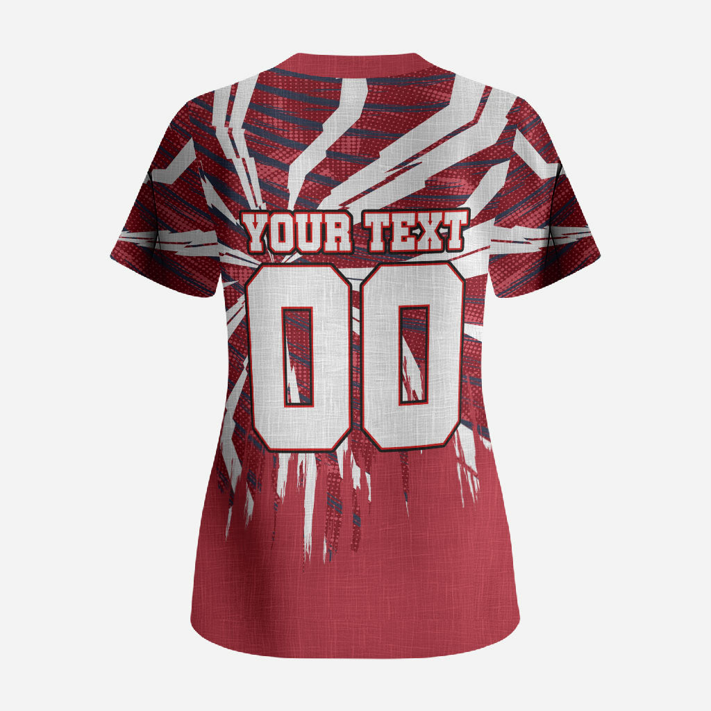 Personalized United States Soccer Scrub Top American Eagle World Football Mascot