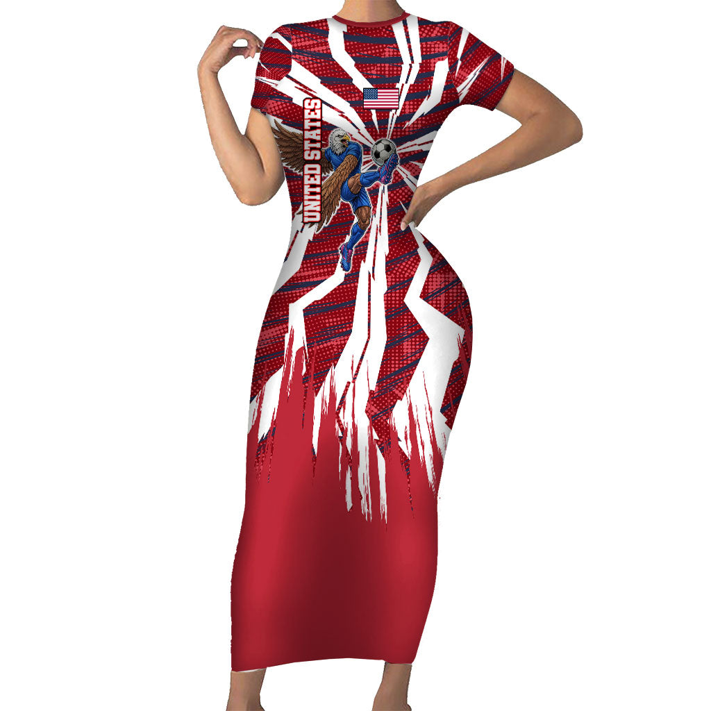 Personalized United States Soccer Short Sleeve Bodycon Dress American Eagle World Football Mascot