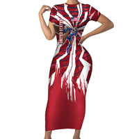 Personalized United States Soccer Short Sleeve Bodycon Dress American Eagle World Football Mascot