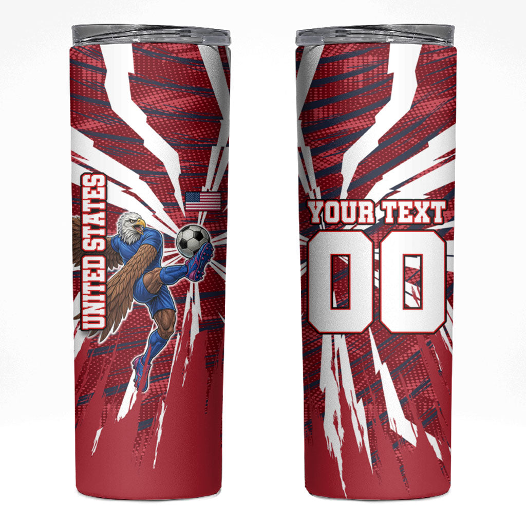 Personalized United States Soccer Skinny Tumbler American Eagle World Football Mascot