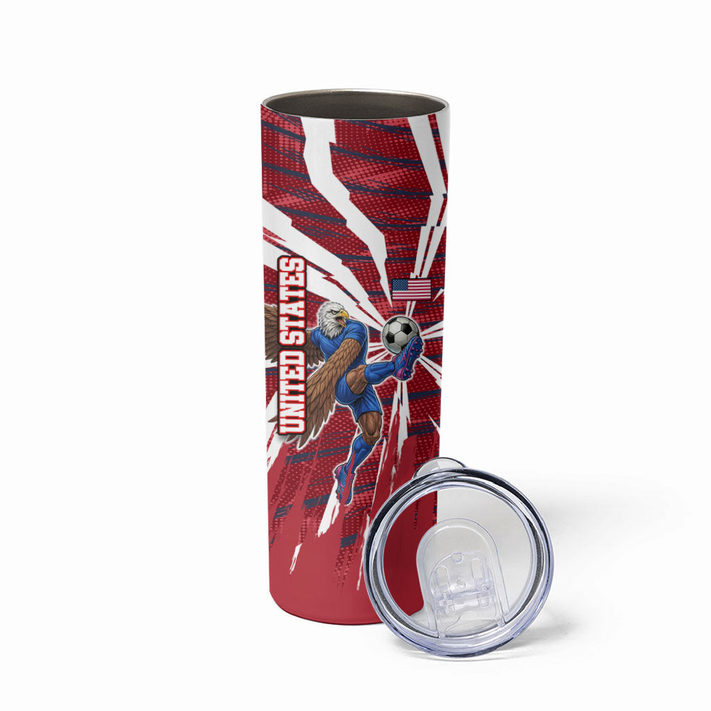 Personalized United States Soccer Skinny Tumbler American Eagle World Football Mascot