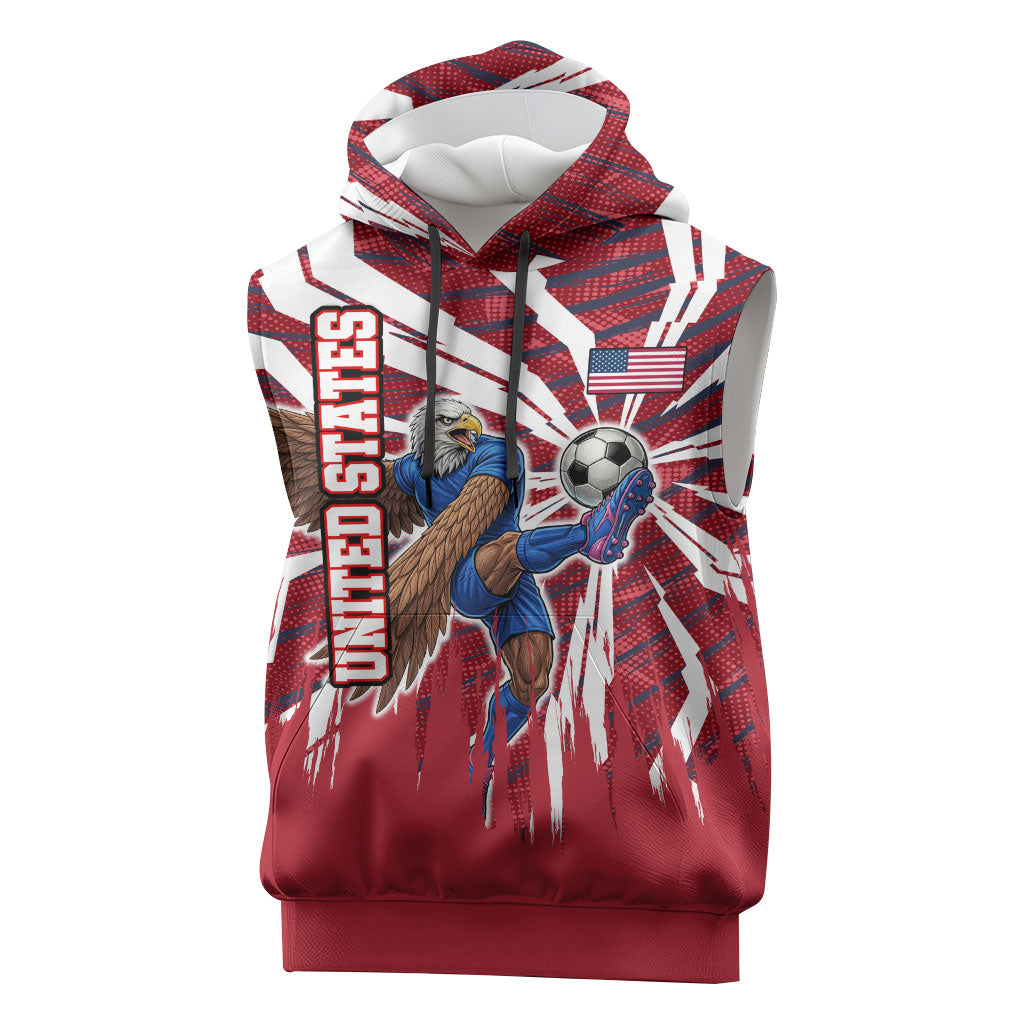 Personalized United States Soccer Sleeveless Hoodie American Eagle World Football Mascot
