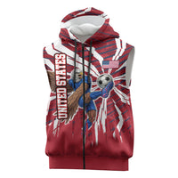 Personalized United States Soccer Sleeveless Zip Hoodie American Eagle World Football Mascot