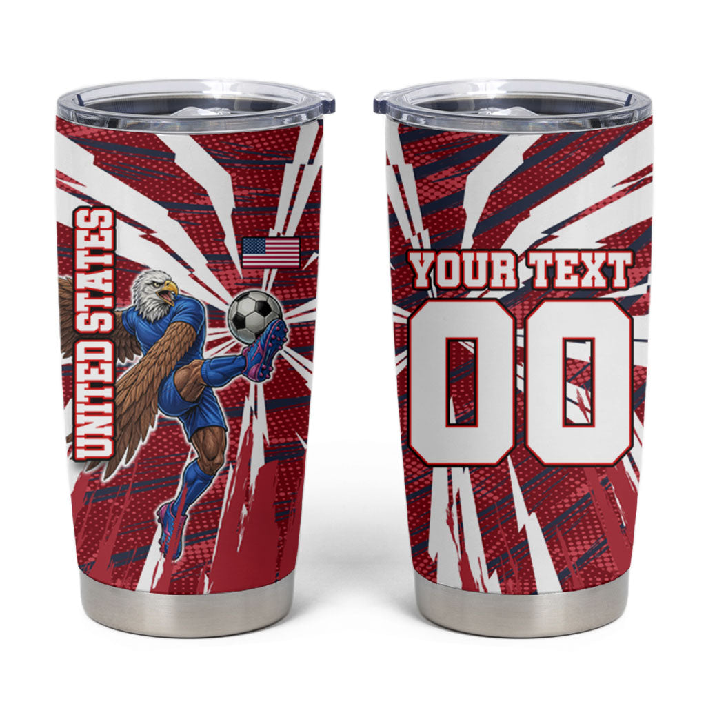 Personalized United States Soccer Tumbler Cup American Eagle World Football Mascot