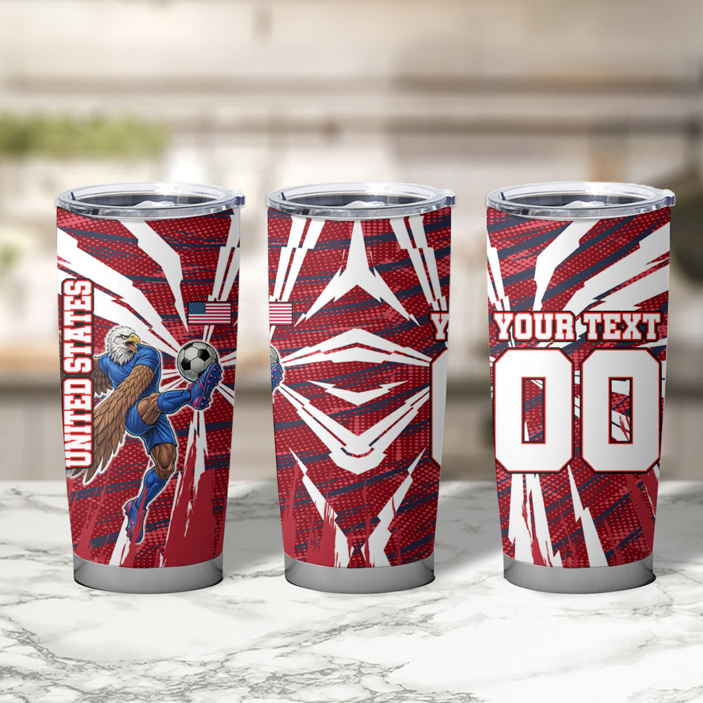 Personalized United States Soccer Tumbler Cup American Eagle World Football Mascot