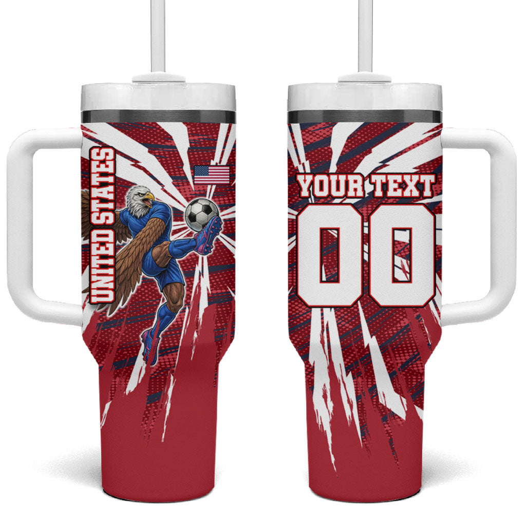 Personalized United States Soccer Tumbler With Handle American Eagle World Football Mascot