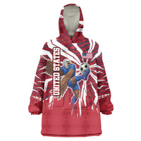 Personalized United States Soccer Wearable Blanket Hoodie American Eagle World Football Mascot