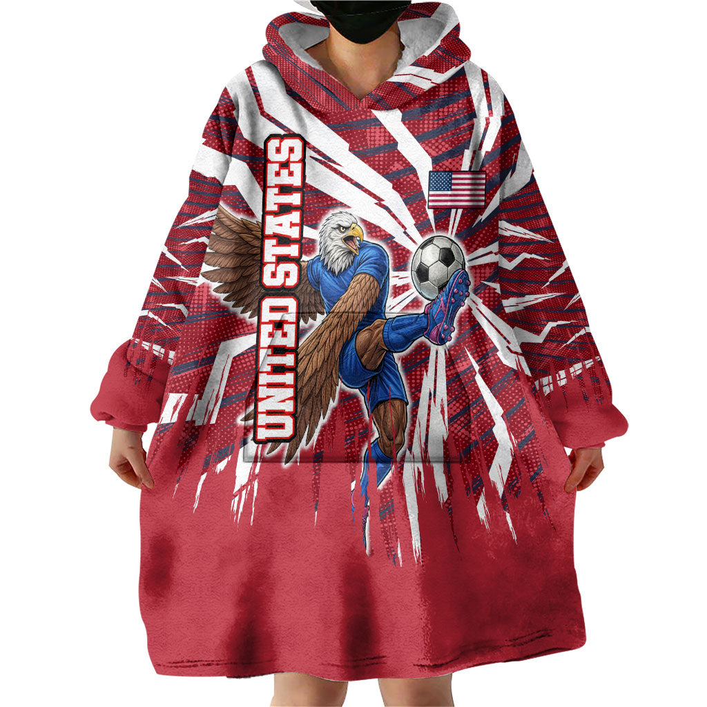 Personalized United States Soccer Wearable Blanket Hoodie American Eagle World Football Mascot