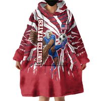 Personalized United States Soccer Wearable Blanket Hoodie American Eagle World Football Mascot