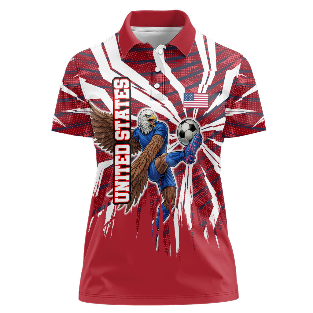 Personalized United States Soccer Women Polo Shirt American Eagle World Football Mascot