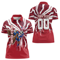Personalized United States Soccer Women Polo Shirt American Eagle World Football Mascot