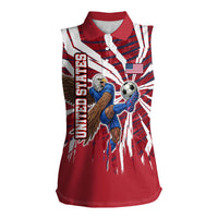 Personalized United States Soccer Women Sleeveless Polo Shirt American Eagle World Football Mascot