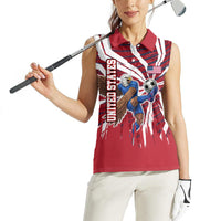 Personalized United States Soccer Women Sleeveless Polo Shirt American Eagle World Football Mascot