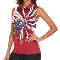 Personalized United States Soccer Women Sleeveless Polo Shirt American Eagle World Football Mascot