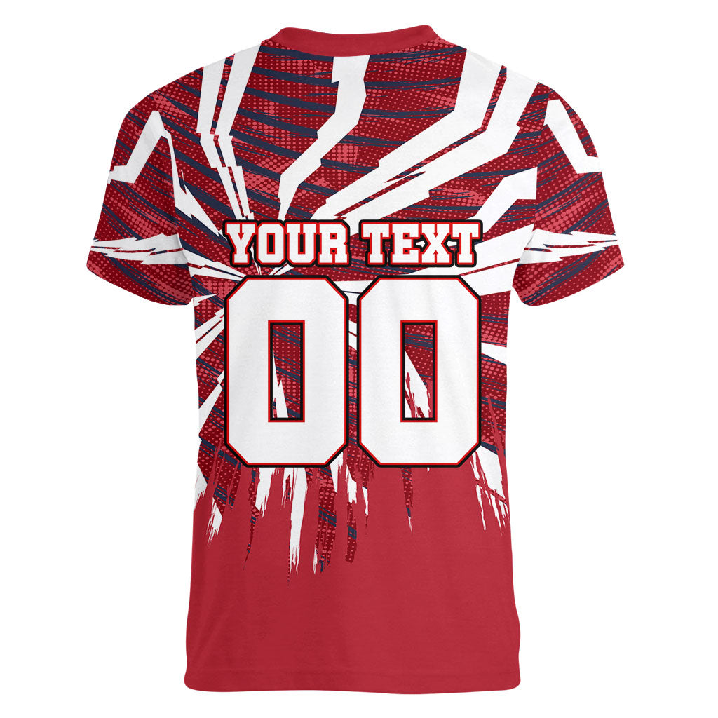Personalized United States Soccer Women V-Neck T-Shirt American Eagle World Football Mascot