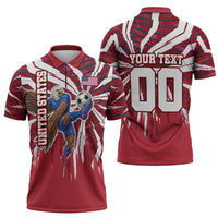 Personalized United States Soccer Zipper Polo Shirt American Eagle World Football Mascot