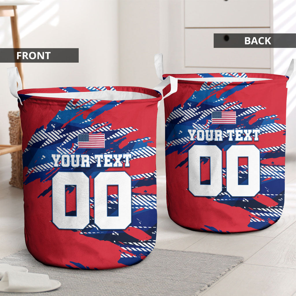 Personalized United States Soccer Eagle Laundry Basket American Flag Grunge Patriot Art