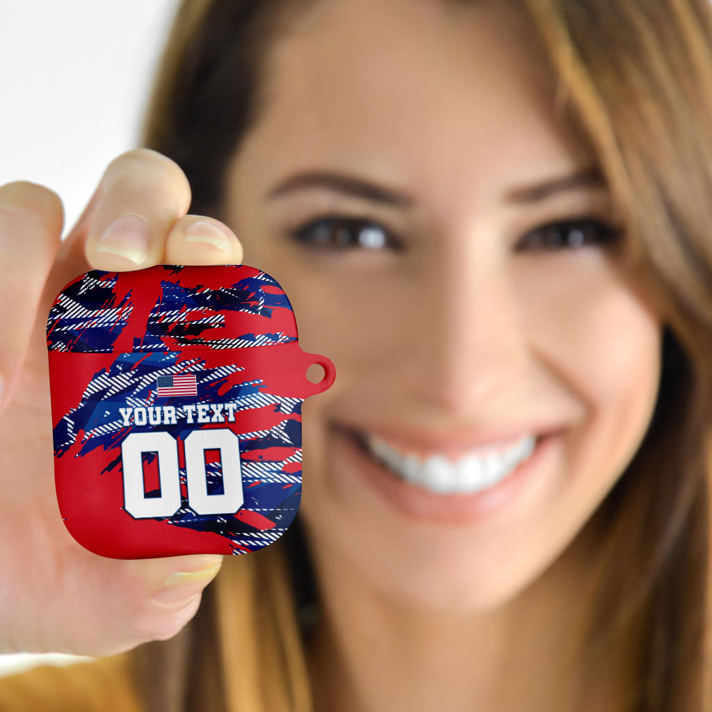 Personalized United States Soccer Eagle AirPods Case American Flag Grunge Patriot Art