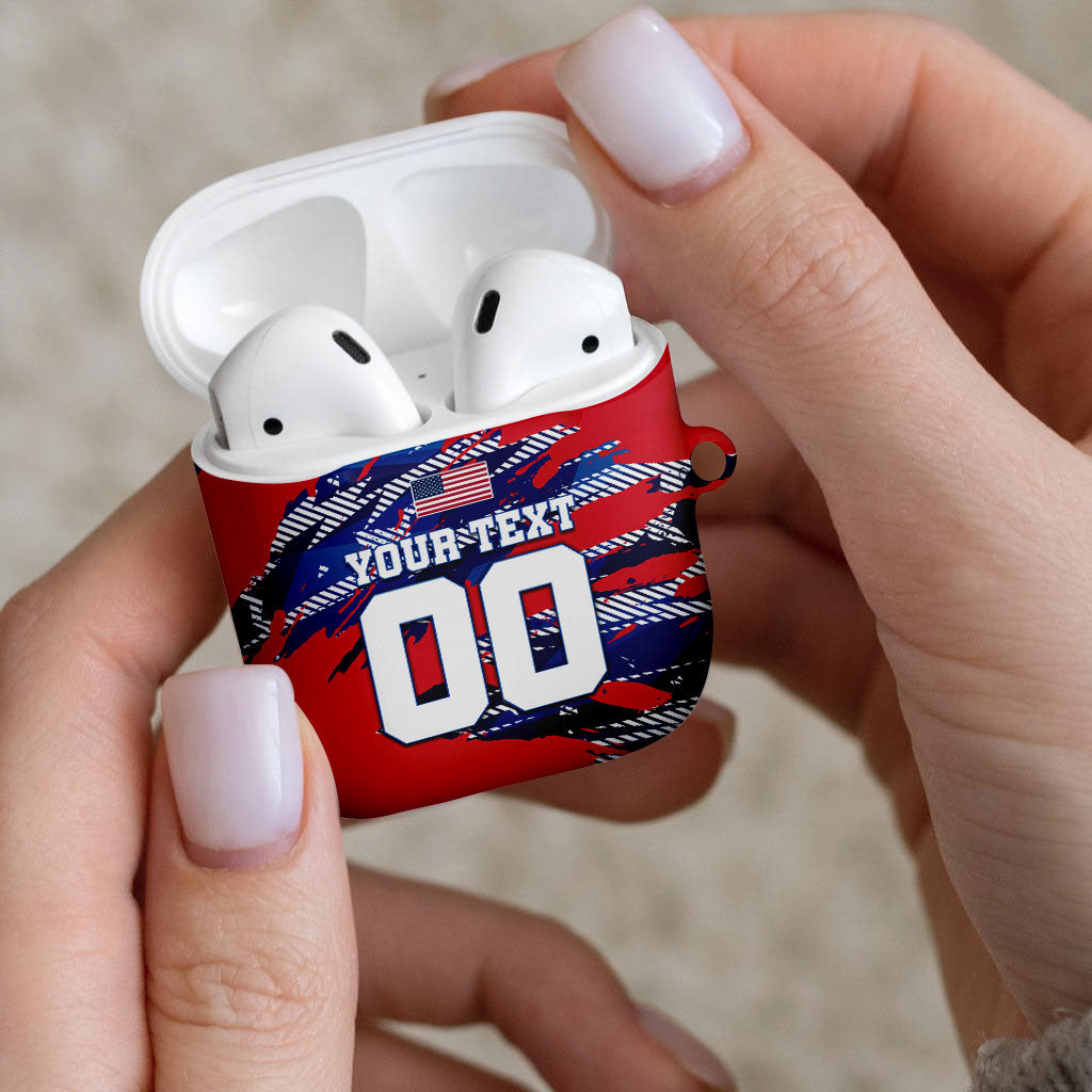 Personalized United States Soccer Eagle AirPods Case American Flag Grunge Patriot Art
