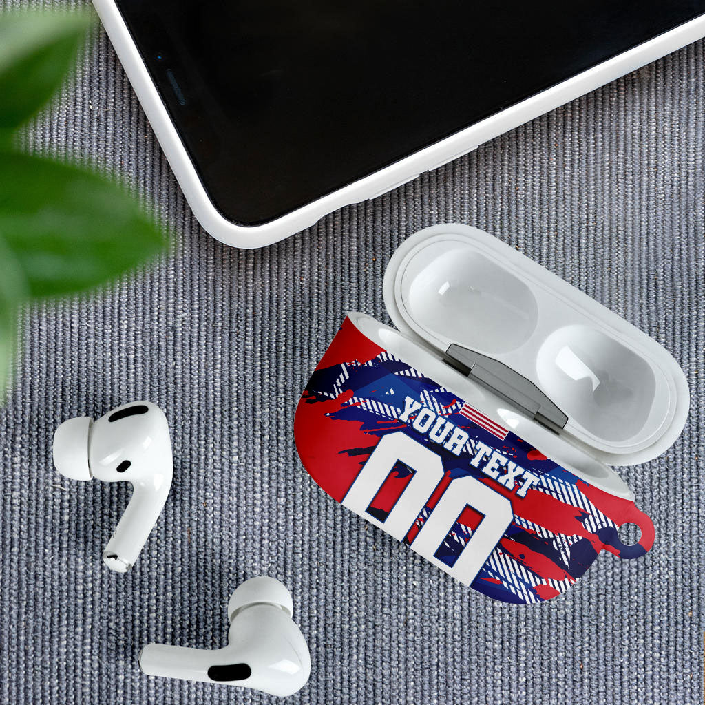 Personalized United States Soccer Eagle AirPods Case American Flag Grunge Patriot Art