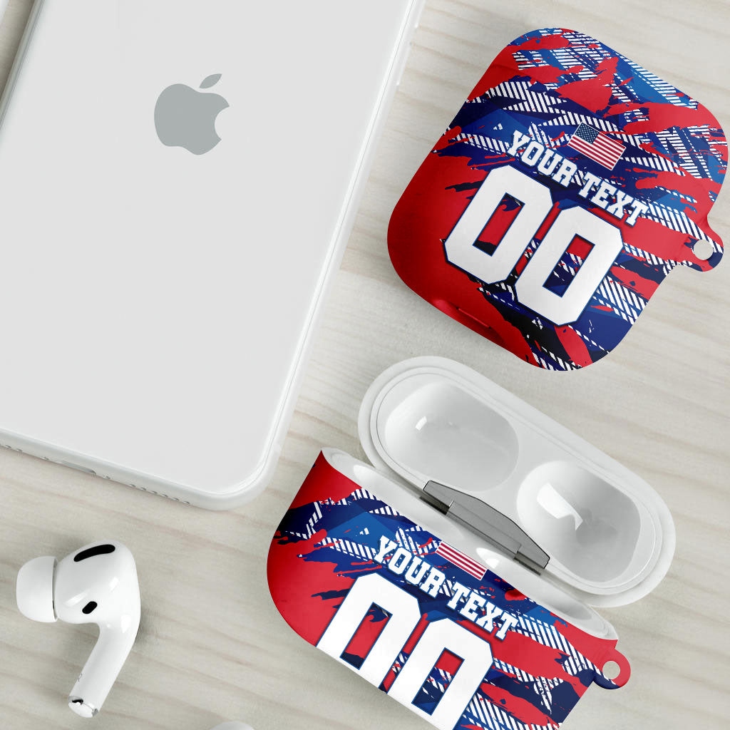 Personalized United States Soccer Eagle AirPods Case American Flag Grunge Patriot Art