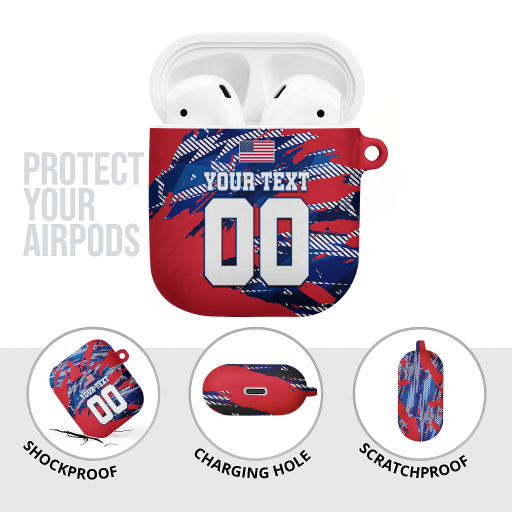 Personalized United States Soccer Eagle AirPods Case American Flag Grunge Patriot Art