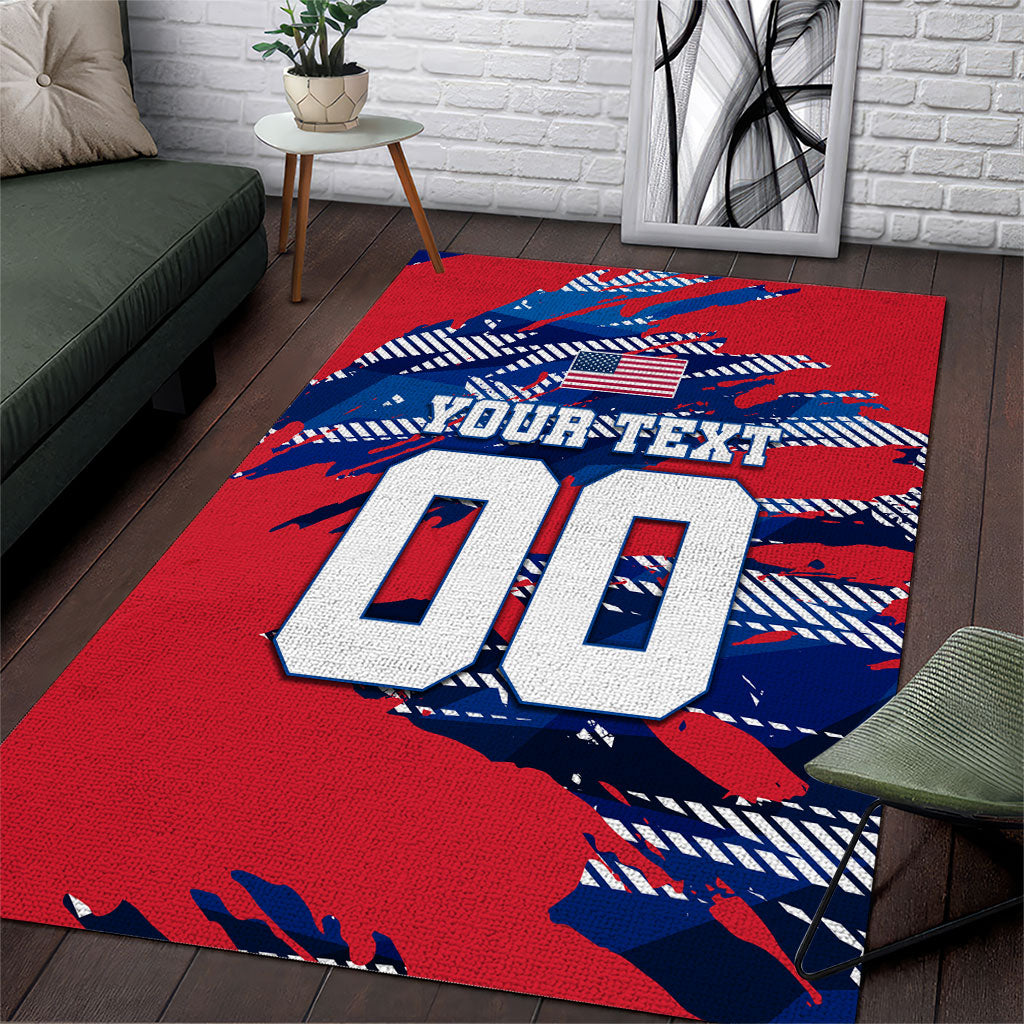 Personalized United States Soccer Eagle Area Rug American Flag Grunge Patriot Art