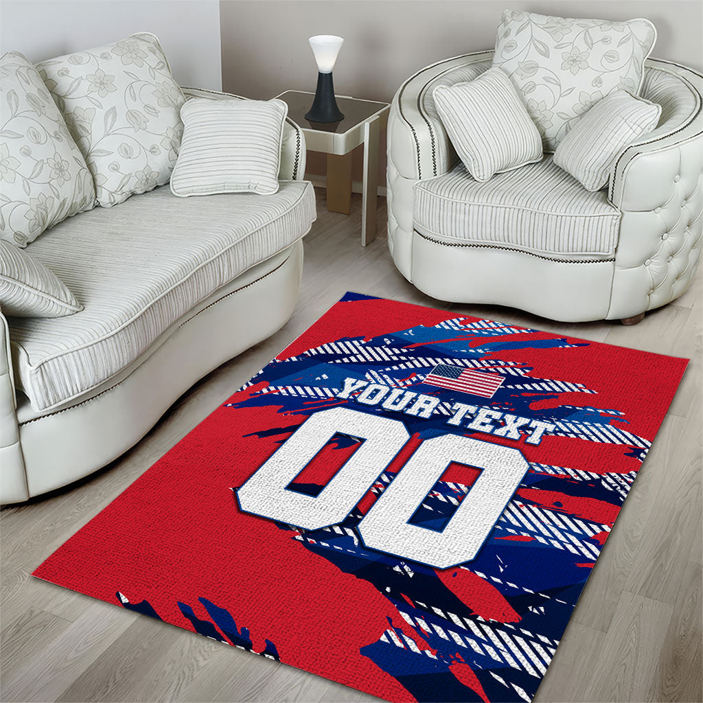 Personalized United States Soccer Eagle Area Rug American Flag Grunge Patriot Art