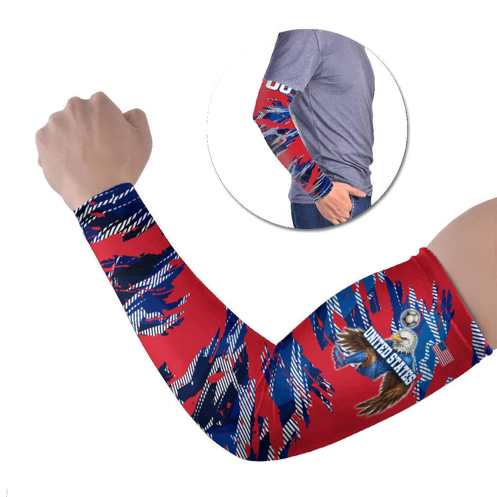 Personalized United States Soccer Eagle Arm Sleeves American Flag Grunge Patriot Art