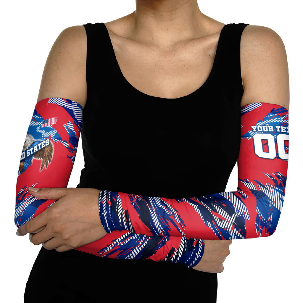 Personalized United States Soccer Eagle Arm Sleeves American Flag Grunge Patriot Art