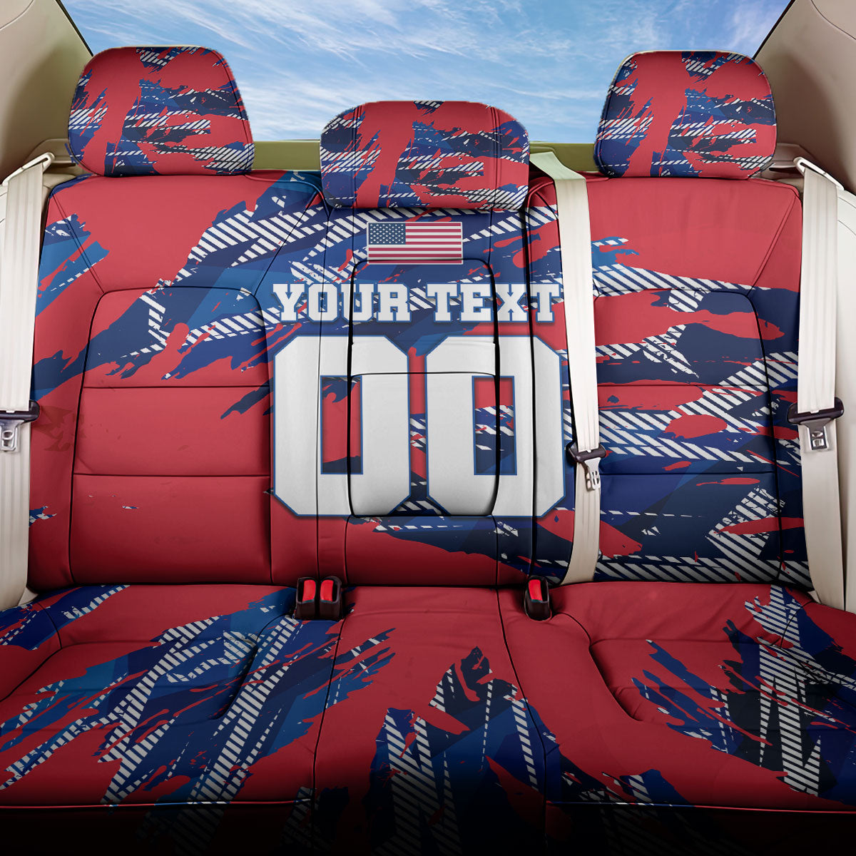 Personalized United States Soccer Eagle Back Car Seat Cover American Flag Grunge Patriot Art