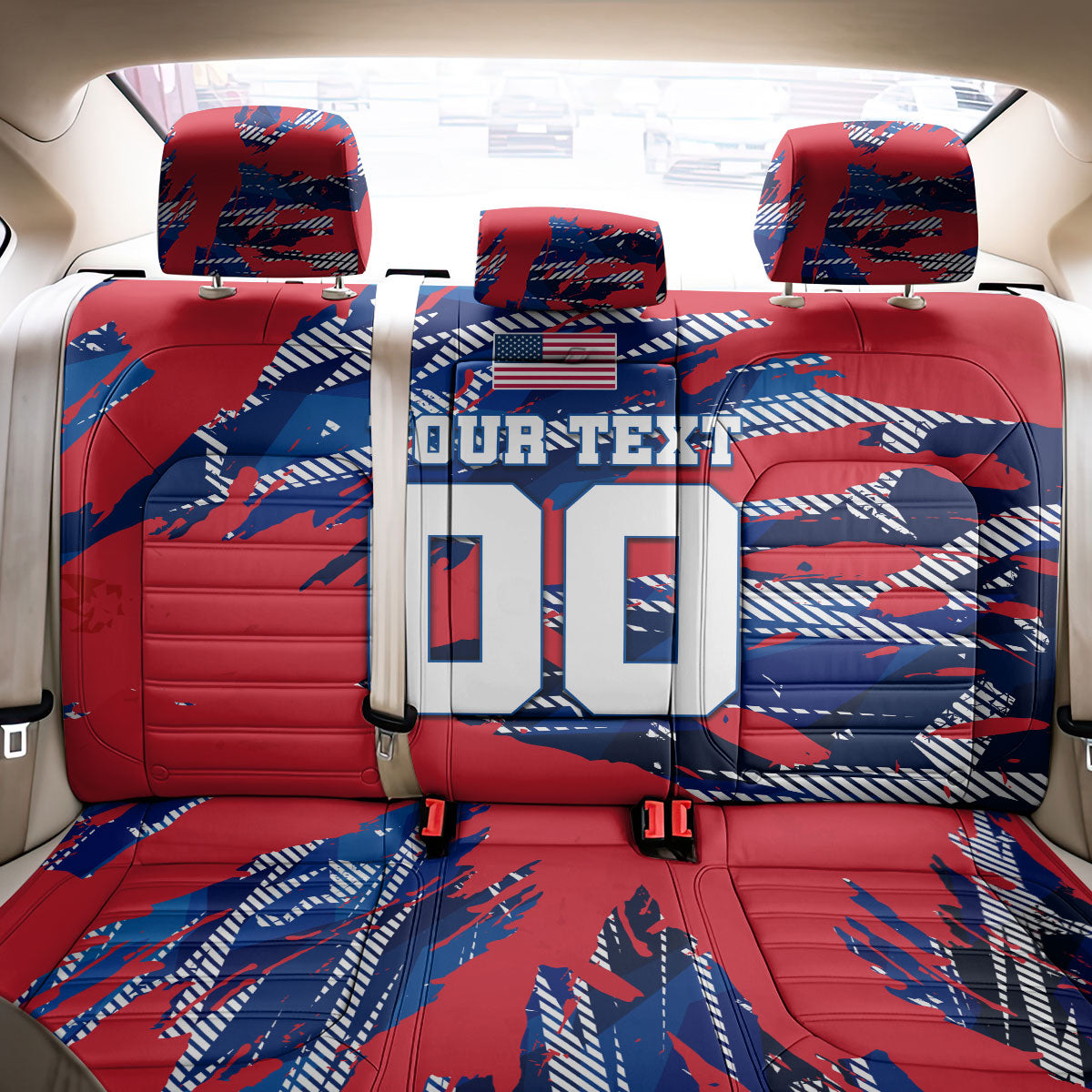 Personalized United States Soccer Eagle Back Car Seat Cover American Flag Grunge Patriot Art