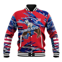 Personalized United States Soccer Eagle Baseball Jacket American Flag Grunge Patriot Art