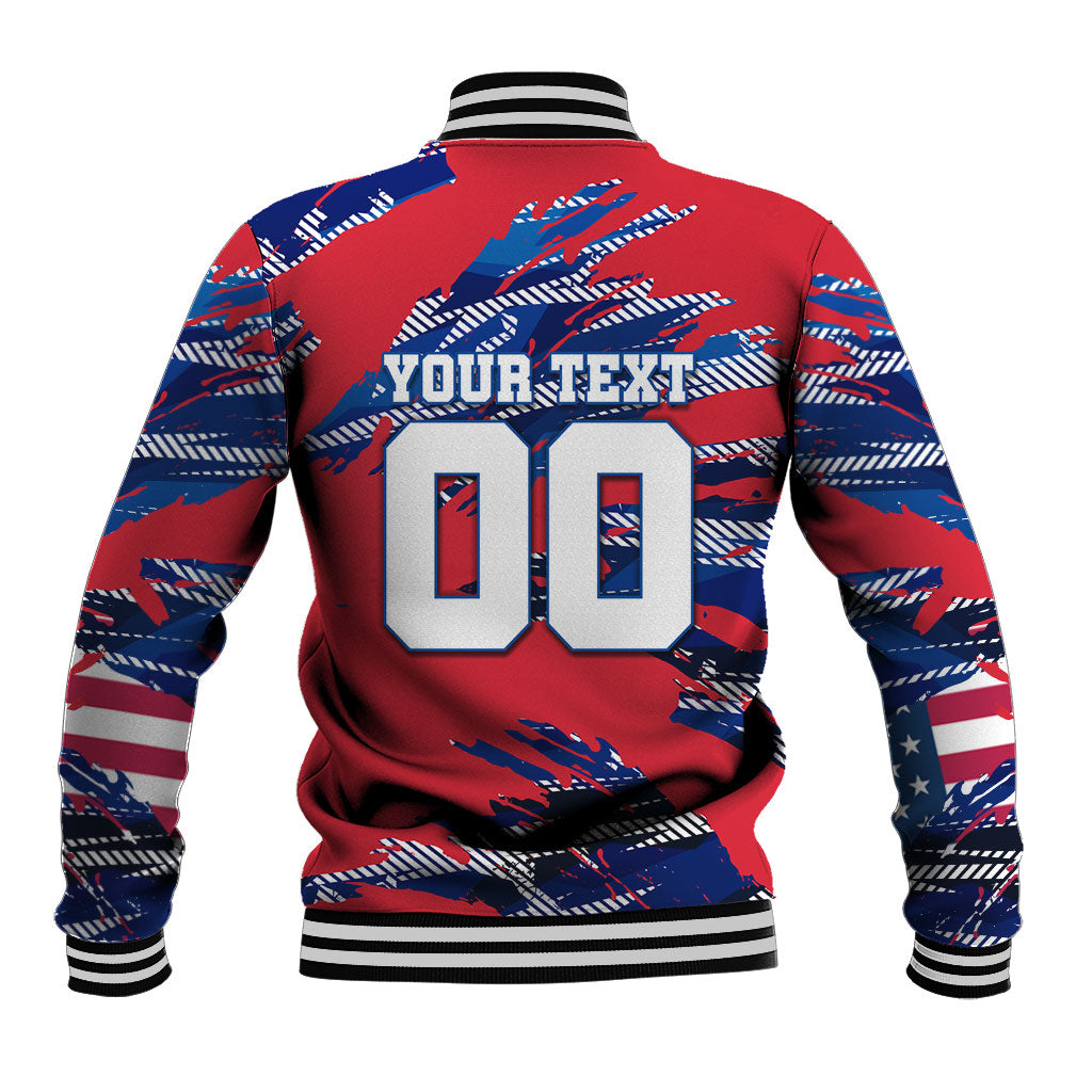 Personalized United States Soccer Eagle Baseball Jacket American Flag Grunge Patriot Art