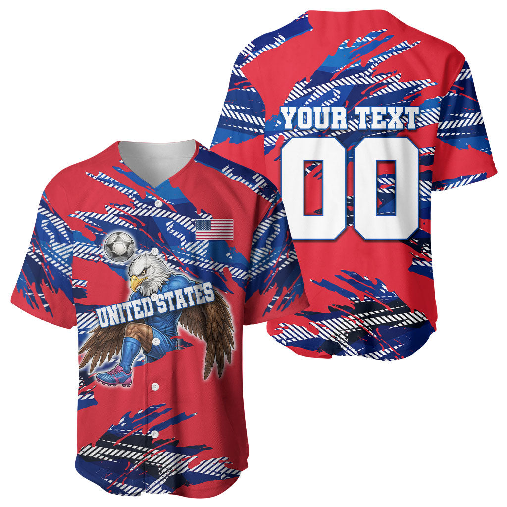 Personalized United States Soccer Eagle Baseball Jersey American Flag Grunge Patriot Art