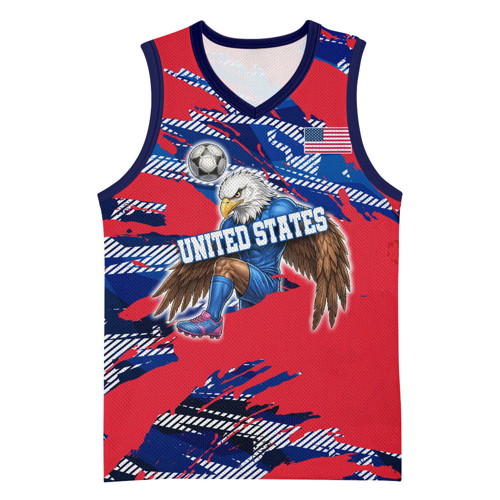 Personalized United States Soccer Eagle Basketball Jersey American Flag Grunge Patriot Art