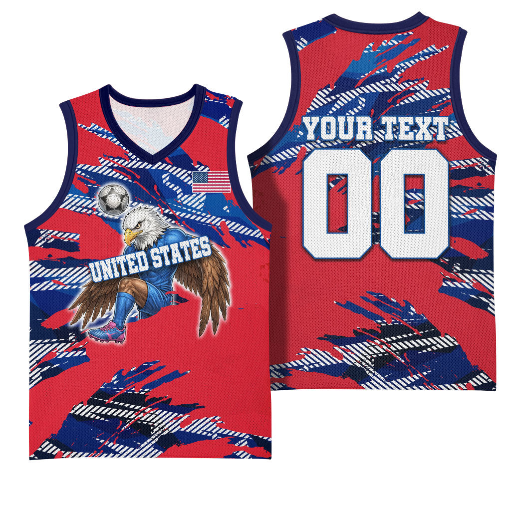 Personalized United States Soccer Eagle Basketball Jersey American Flag Grunge Patriot Art