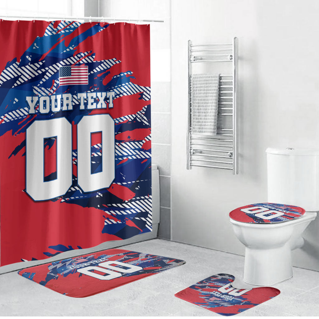 Personalized United States Soccer Eagle Bathroom Set American Flag Grunge Patriot Art