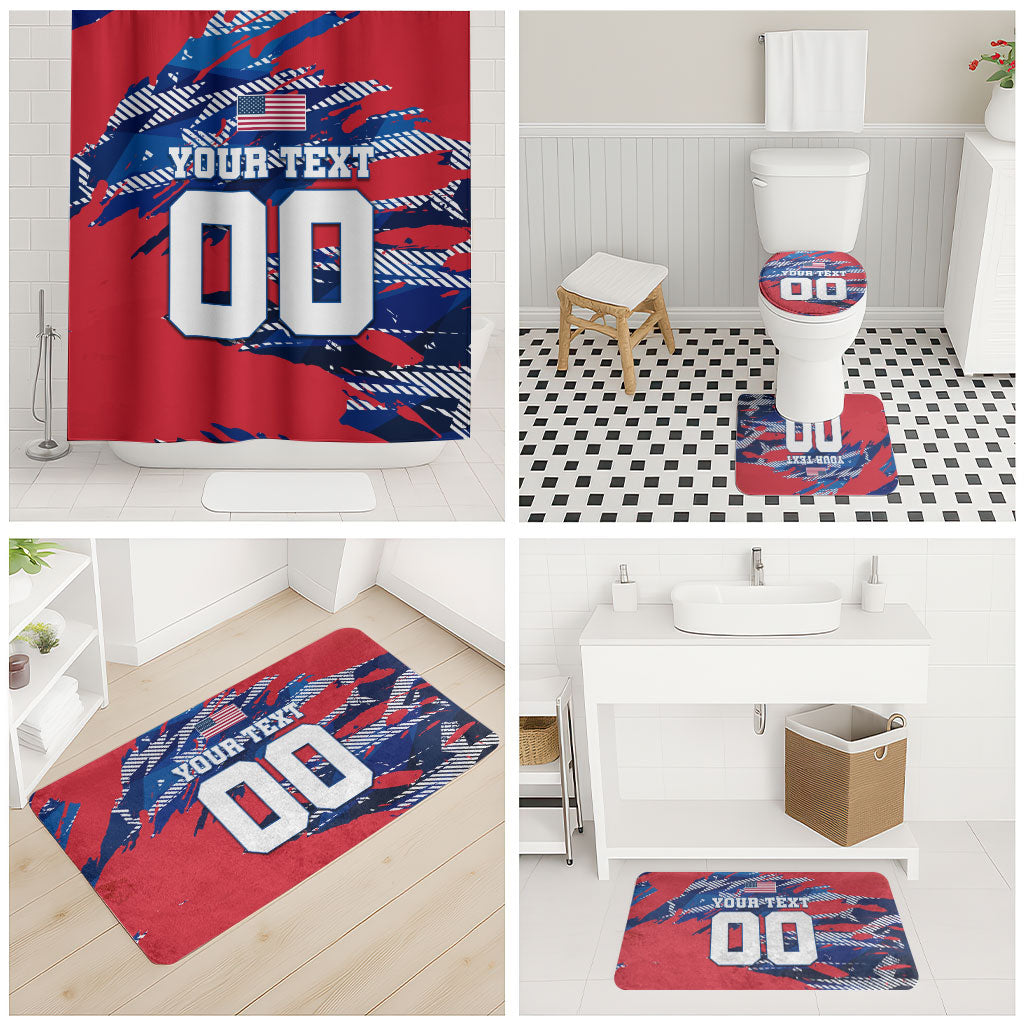Personalized United States Soccer Eagle Bathroom Set American Flag Grunge Patriot Art
