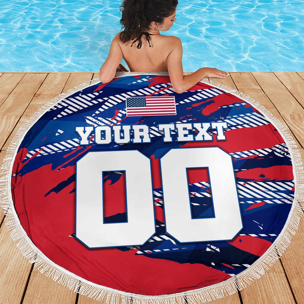 Personalized United States Soccer Eagle Beach Blanket American Flag Grunge Patriot Art